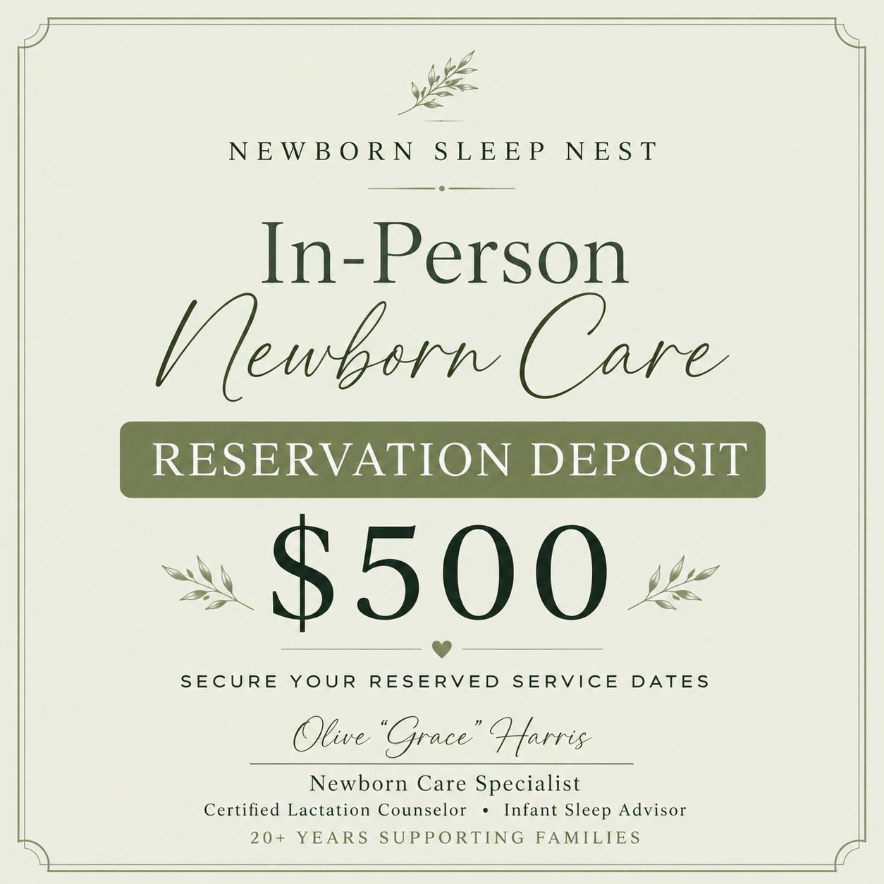 n-Person Newborn Care — Reservation Deposit